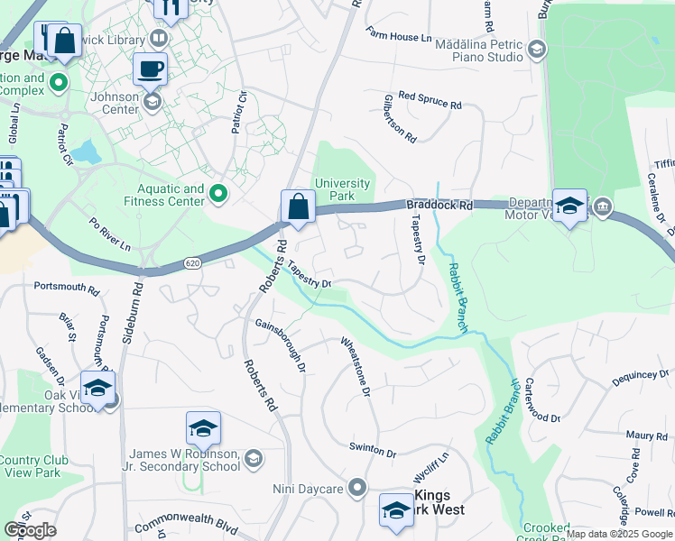 map of restaurants, bars, coffee shops, grocery stores, and more near 10205 Provincetown Court in Fairfax