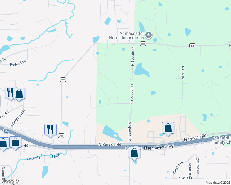map of restaurants, bars, coffee shops, grocery stores, and more near 28671 North Spoede Lane in Wright City