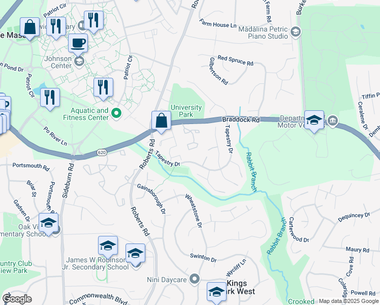 map of restaurants, bars, coffee shops, grocery stores, and more near 4662 Luxberry Drive in Fairfax
