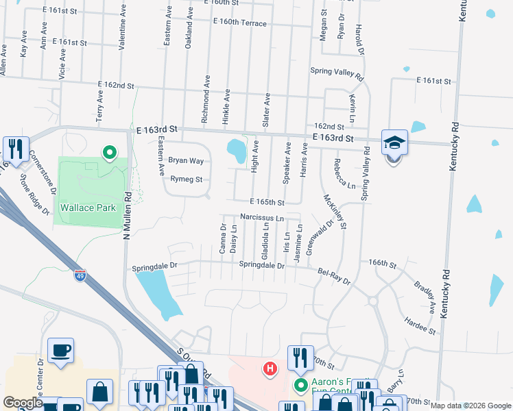 map of restaurants, bars, coffee shops, grocery stores, and more near 7505B East 165th Street in Belton