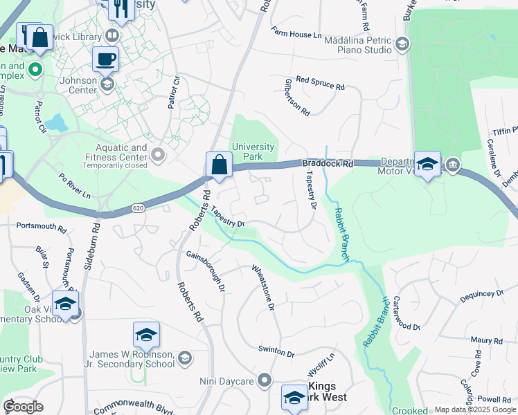 map of restaurants, bars, coffee shops, grocery stores, and more near 4662 Luxberry Drive in Fairfax