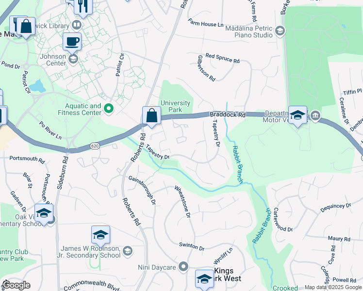 map of restaurants, bars, coffee shops, grocery stores, and more near 4666 Luxberry Drive in Fairfax
