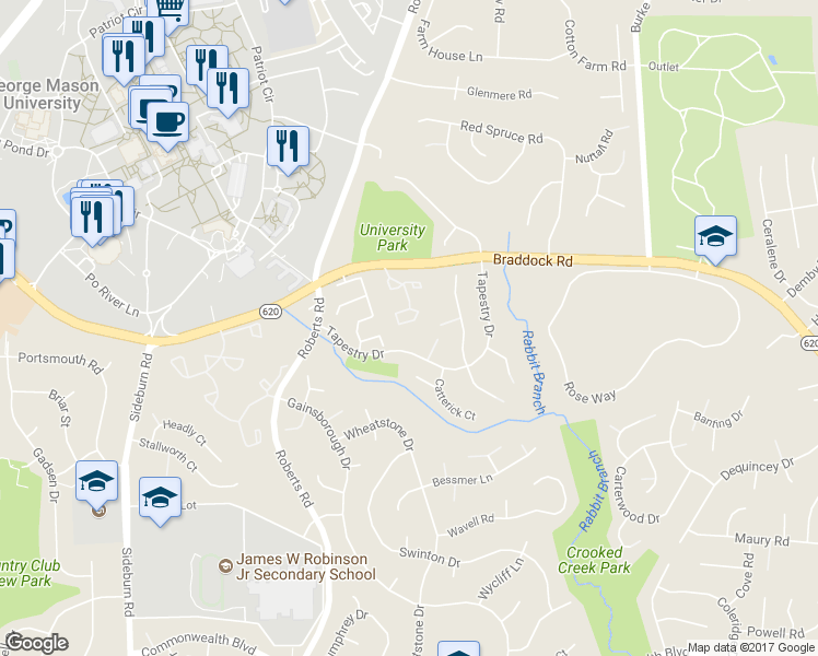 map of restaurants, bars, coffee shops, grocery stores, and more near 4668 Luxberry Drive in Fairfax