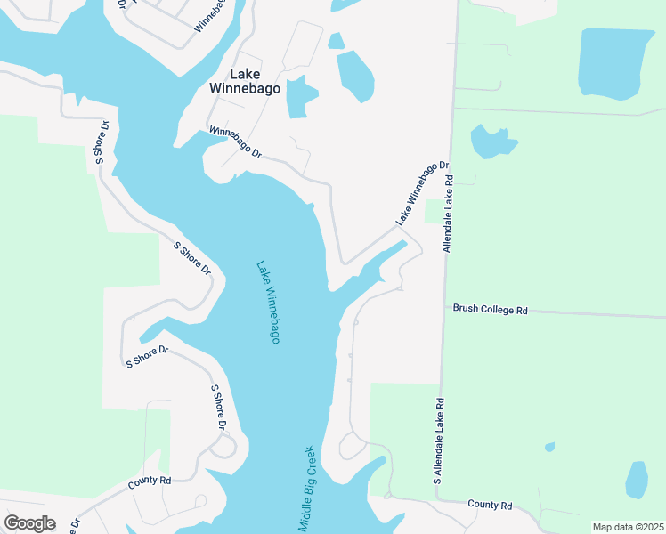map of restaurants, bars, coffee shops, grocery stores, and more near 472 Winnebago Drive in Greenwood