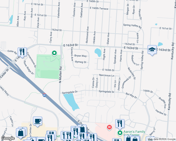 map of restaurants, bars, coffee shops, grocery stores, and more near 16423 Richmond Court in Belton