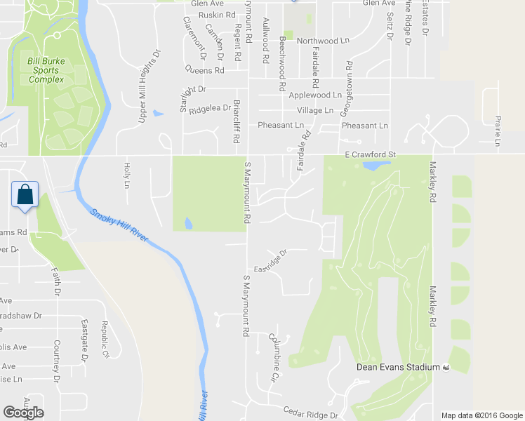 map of restaurants, bars, coffee shops, grocery stores, and more near 2114 Country Hills Road in Salina