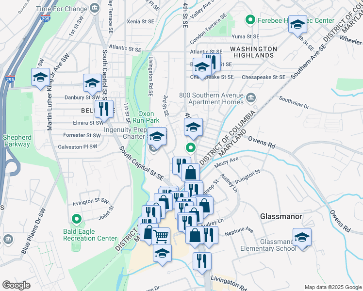 map of restaurants, bars, coffee shops, grocery stores, and more near 101 Independence Avenue Southeast in Washington