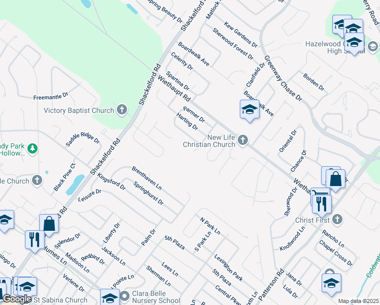 map of restaurants, bars, coffee shops, grocery stores, and more near 2801 Dolfield Drive in Florissant