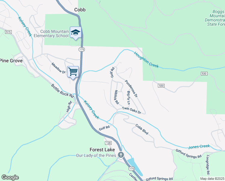 map of restaurants, bars, coffee shops, grocery stores, and more near 16273 Golf Road in Cobb