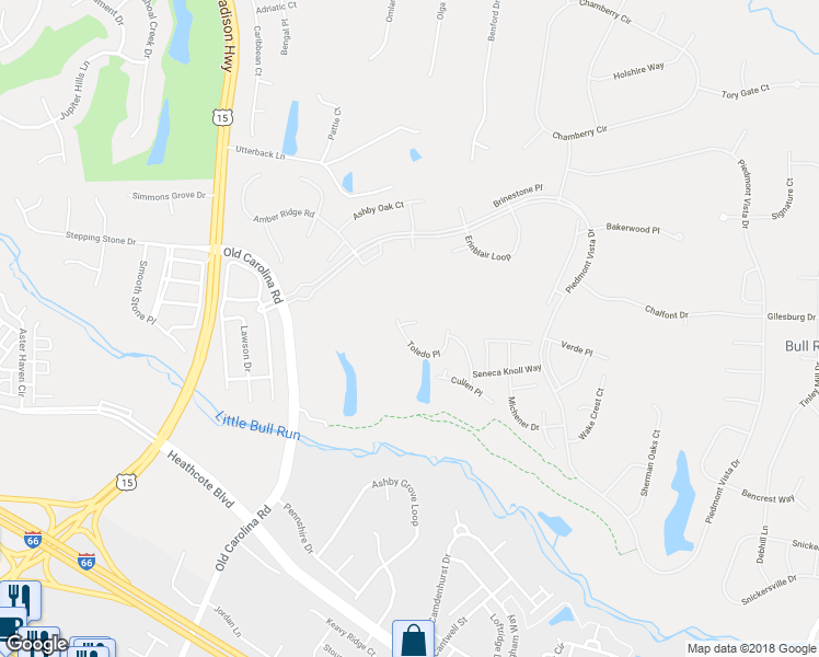 map of restaurants, bars, coffee shops, grocery stores, and more near 14709 Corner Post Place in Haymarket