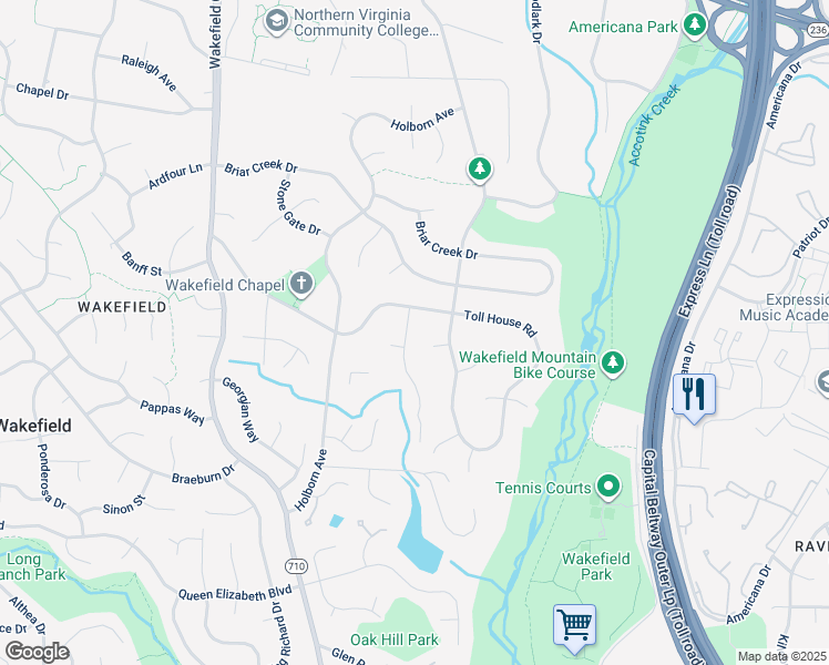 map of restaurants, bars, coffee shops, grocery stores, and more near 4605 Quarter Charge Drive in Annandale