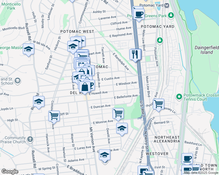 map of restaurants, bars, coffee shops, grocery stores, and more near 101 Independence Avenue Southeast in Washington