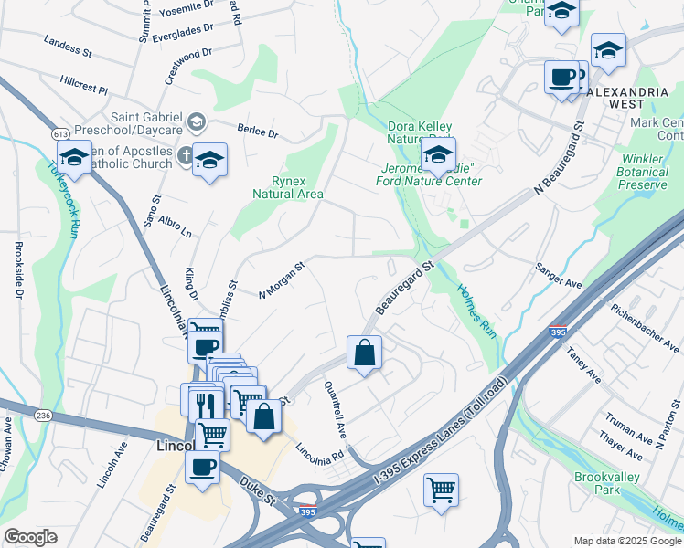 map of restaurants, bars, coffee shops, grocery stores, and more near 680 North Armistead Street in Alexandria