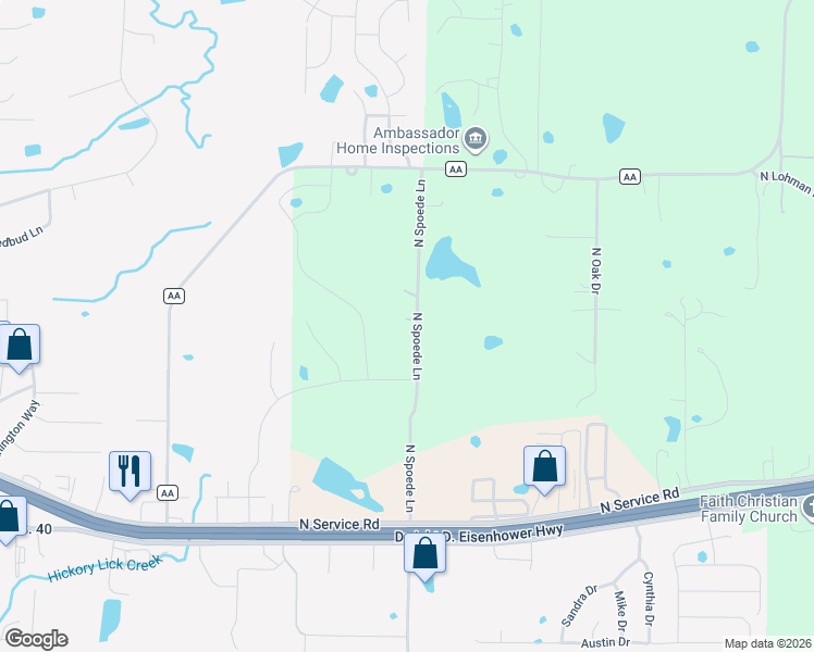 map of restaurants, bars, coffee shops, grocery stores, and more near 28671 North Spoede Lane in Wright City