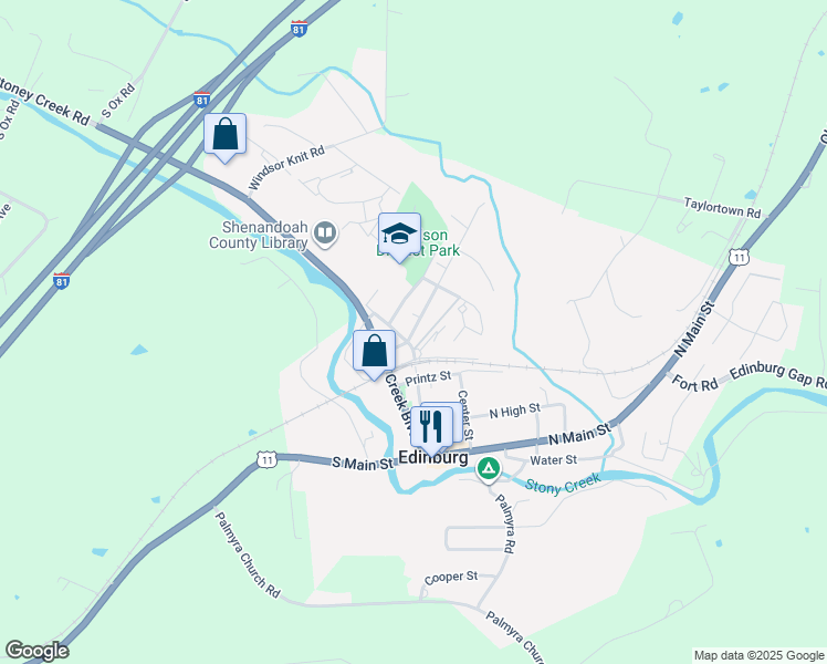 map of restaurants, bars, coffee shops, grocery stores, and more near 218 Shenandoah Avenue in Edinburg
