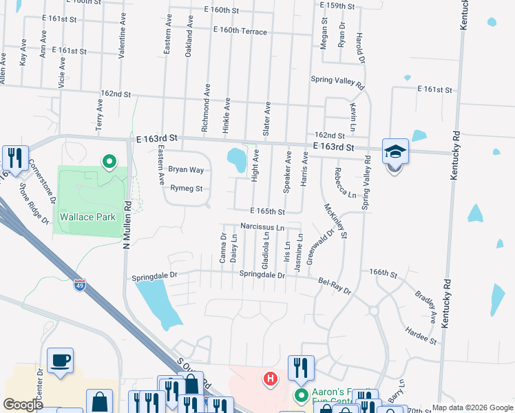 map of restaurants, bars, coffee shops, grocery stores, and more near 16415 Hight Avenue in Belton