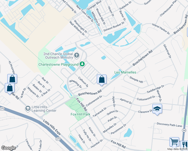map of restaurants, bars, coffee shops, grocery stores, and more near 3115 Keelboat Crossing in Saint Charles