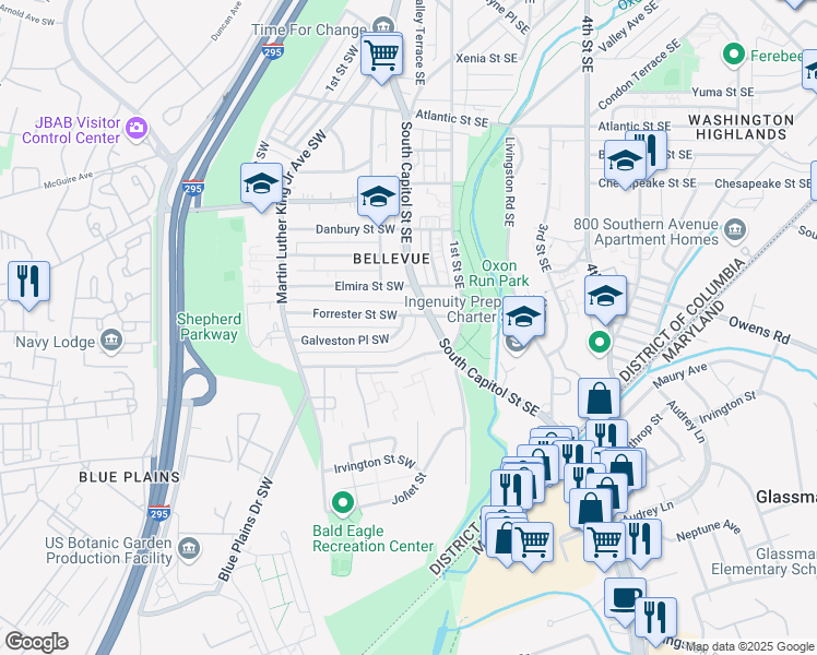 map of restaurants, bars, coffee shops, grocery stores, and more near 101 Independence Avenue Southeast in Washington