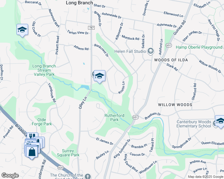 map of restaurants, bars, coffee shops, grocery stores, and more near 9232 Kristin Lane in Fairfax