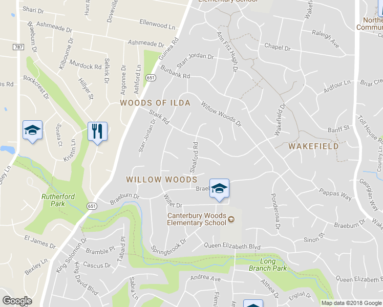 map of restaurants, bars, coffee shops, grocery stores, and more near 4512 Sleaford Road in Annandale