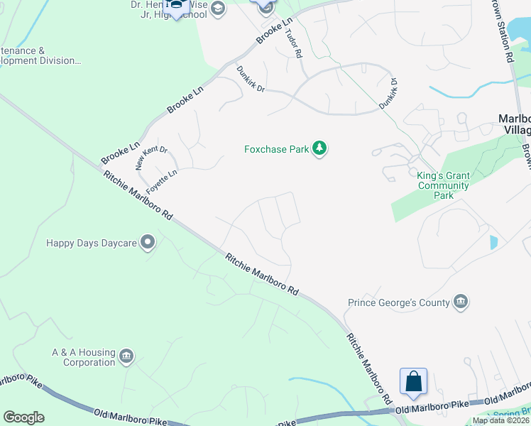 map of restaurants, bars, coffee shops, grocery stores, and more near 4704 Tripper Lane in Upper Marlboro
