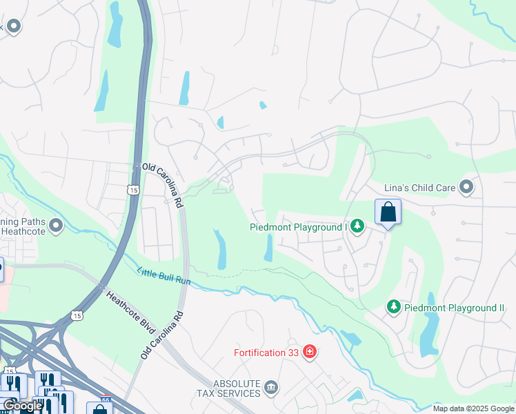 map of restaurants, bars, coffee shops, grocery stores, and more near 14710 Corner Post Place in Haymarket
