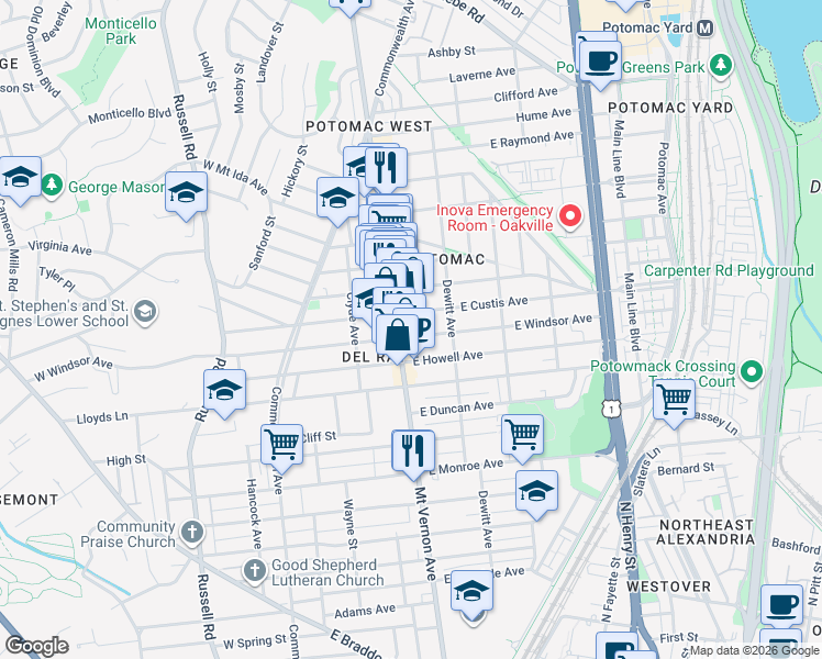 map of restaurants, bars, coffee shops, grocery stores, and more near 101 Independence Avenue Southeast in Washington