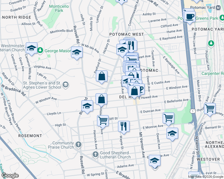 map of restaurants, bars, coffee shops, grocery stores, and more near 101 Independence Avenue Southeast in Washington