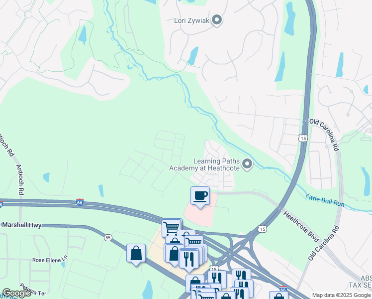 map of restaurants, bars, coffee shops, grocery stores, and more near 6143 Camerons Ferry Drive in Haymarket