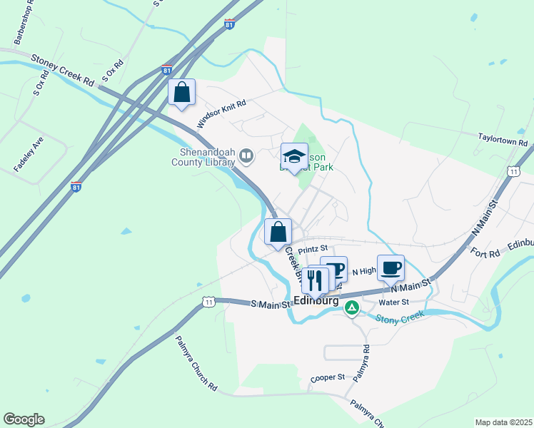 map of restaurants, bars, coffee shops, grocery stores, and more near 405 Stoney Creek Boulevard in Edinburg