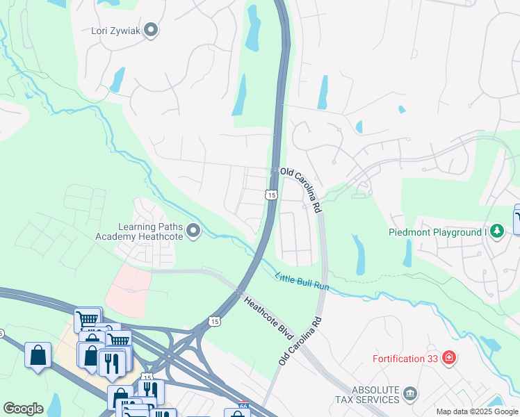 map of restaurants, bars, coffee shops, grocery stores, and more near 15033 Clementine Way in Haymarket