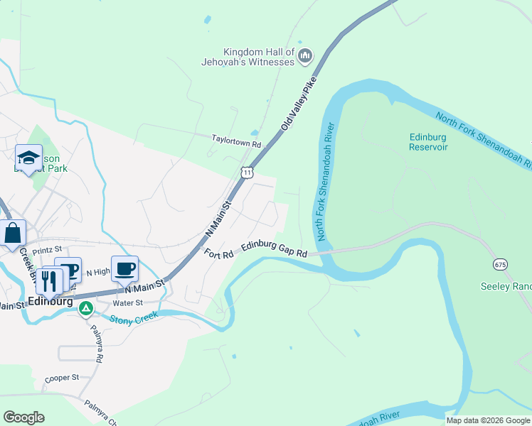 map of restaurants, bars, coffee shops, grocery stores, and more near 100 James Court in Edinburg