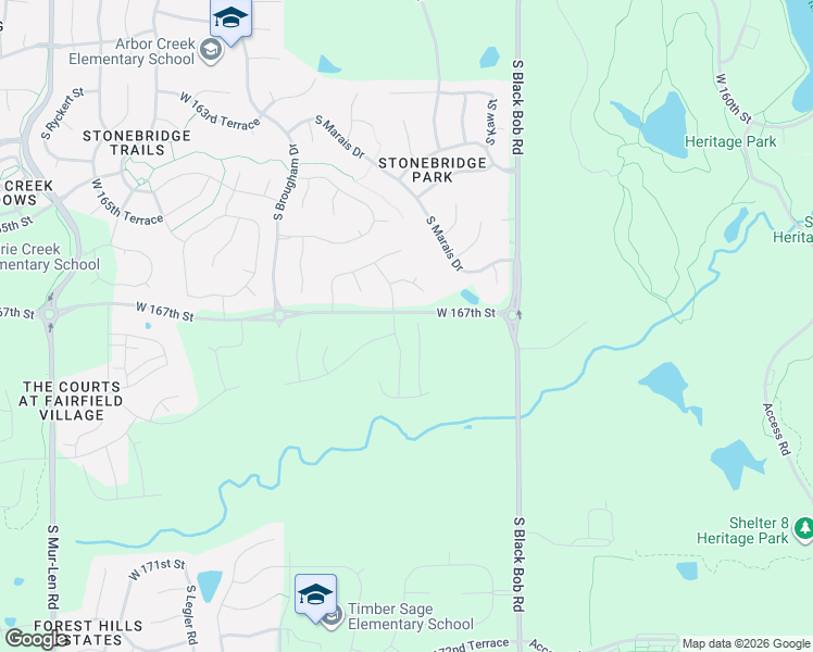 map of restaurants, bars, coffee shops, grocery stores, and more near 16680 South Lackman Road in Olathe