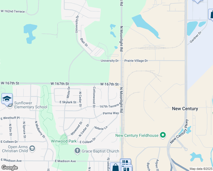 map of restaurants, bars, coffee shops, grocery stores, and more near 868 North Evergreen Street in Gardner