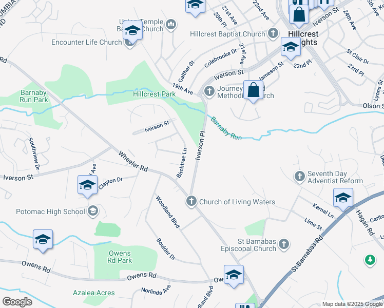 map of restaurants, bars, coffee shops, grocery stores, and more near 4703 Iverson Place in Temple Hills