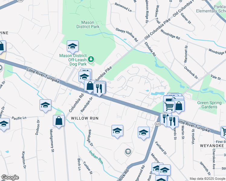 map of restaurants, bars, coffee shops, grocery stores, and more near 4501 Sahalee Court in Alexandria