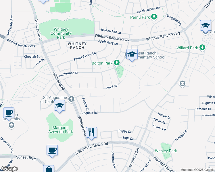 map of restaurants, bars, coffee shops, grocery stores, and more near 929 Anvil Circle in Rocklin