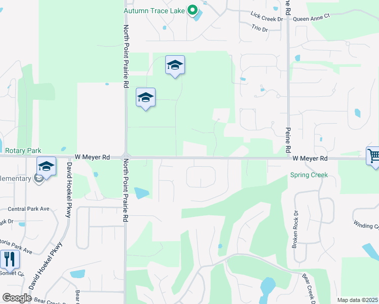 map of restaurants, bars, coffee shops, grocery stores, and more near 2225 West Meyer Road in Wentzville