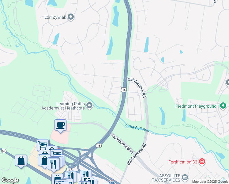 map of restaurants, bars, coffee shops, grocery stores, and more near 15046 Clementine Way in Haymarket