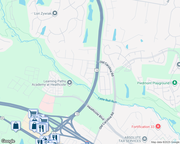 map of restaurants, bars, coffee shops, grocery stores, and more near 15044 Clementine Way in Haymarket