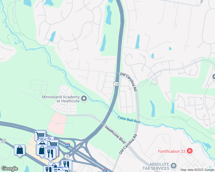 map of restaurants, bars, coffee shops, grocery stores, and more near 15046 Clementine Way in Haymarket