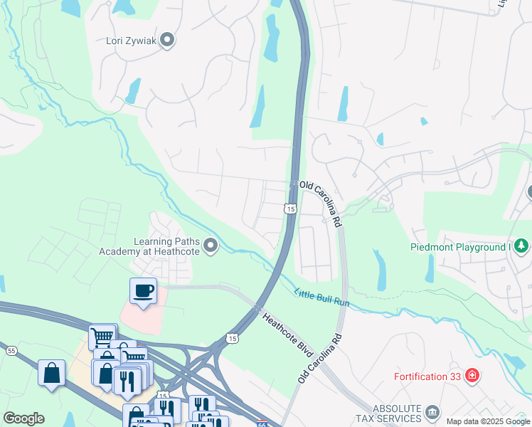 map of restaurants, bars, coffee shops, grocery stores, and more near 15050 Clementine Way in Haymarket