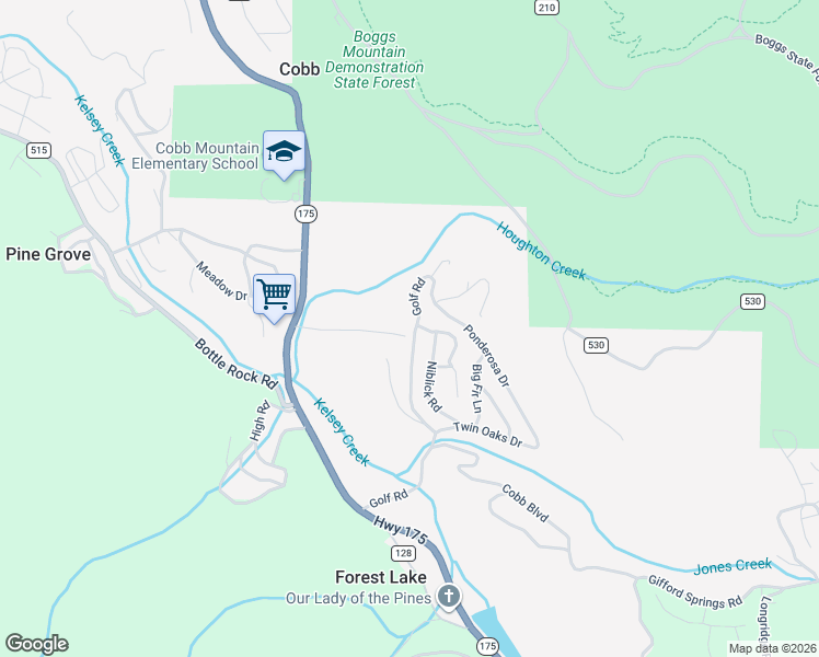map of restaurants, bars, coffee shops, grocery stores, and more near 16161 Golf Road in Cobb