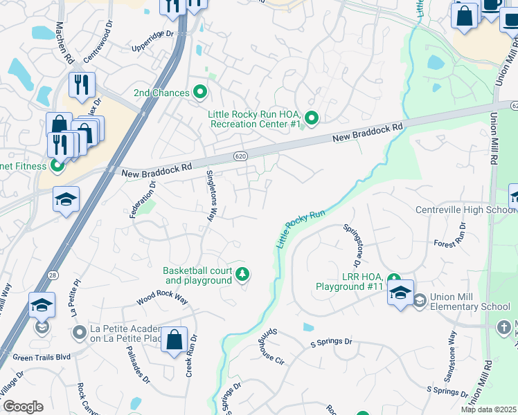 map of restaurants, bars, coffee shops, grocery stores, and more near 13903 Gunners Place in Centreville