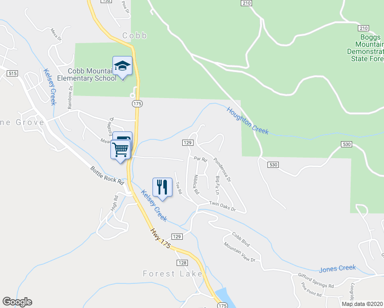 map of restaurants, bars, coffee shops, grocery stores, and more near 16180 Golf Road in Cobb