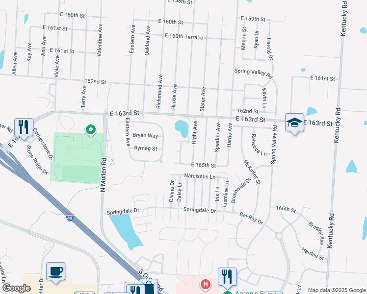map of restaurants, bars, coffee shops, grocery stores, and more near 16405 Hinkle Avenue in Belton