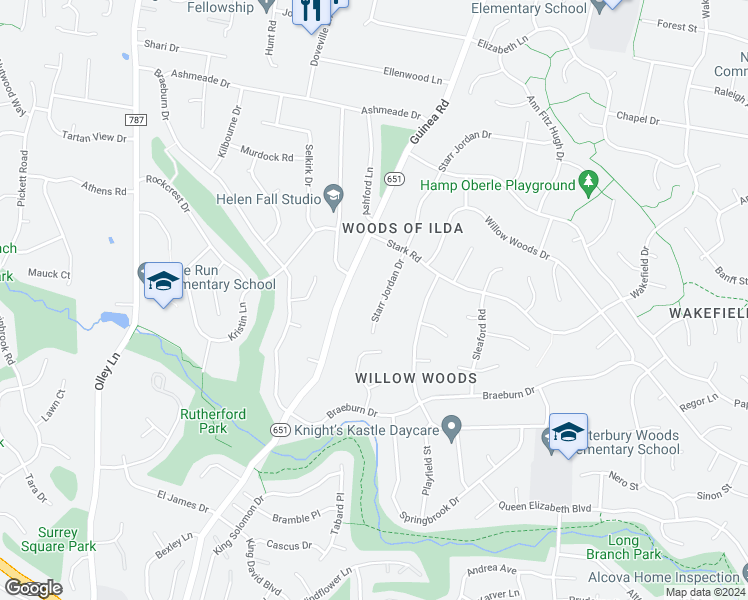 map of restaurants, bars, coffee shops, grocery stores, and more near 4512 Starr Jordan Drive in Annandale