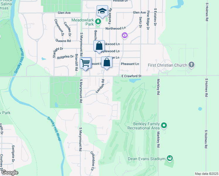 map of restaurants, bars, coffee shops, grocery stores, and more near 737 Fairdale Road in Salina