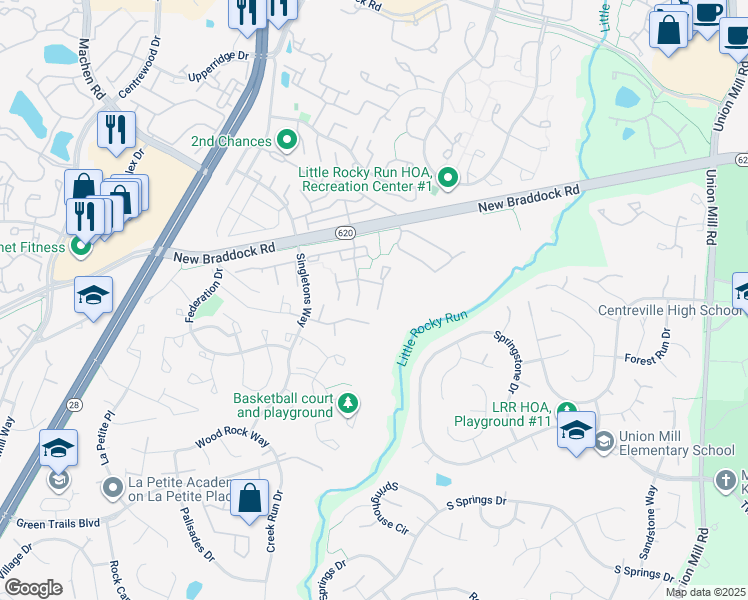 map of restaurants, bars, coffee shops, grocery stores, and more near 13913 Gunners Place in Centreville