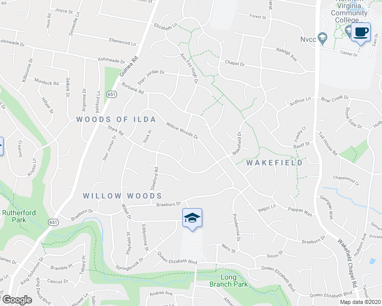 map of restaurants, bars, coffee shops, grocery stores, and more near 4508 Mullen Lane in Annandale
